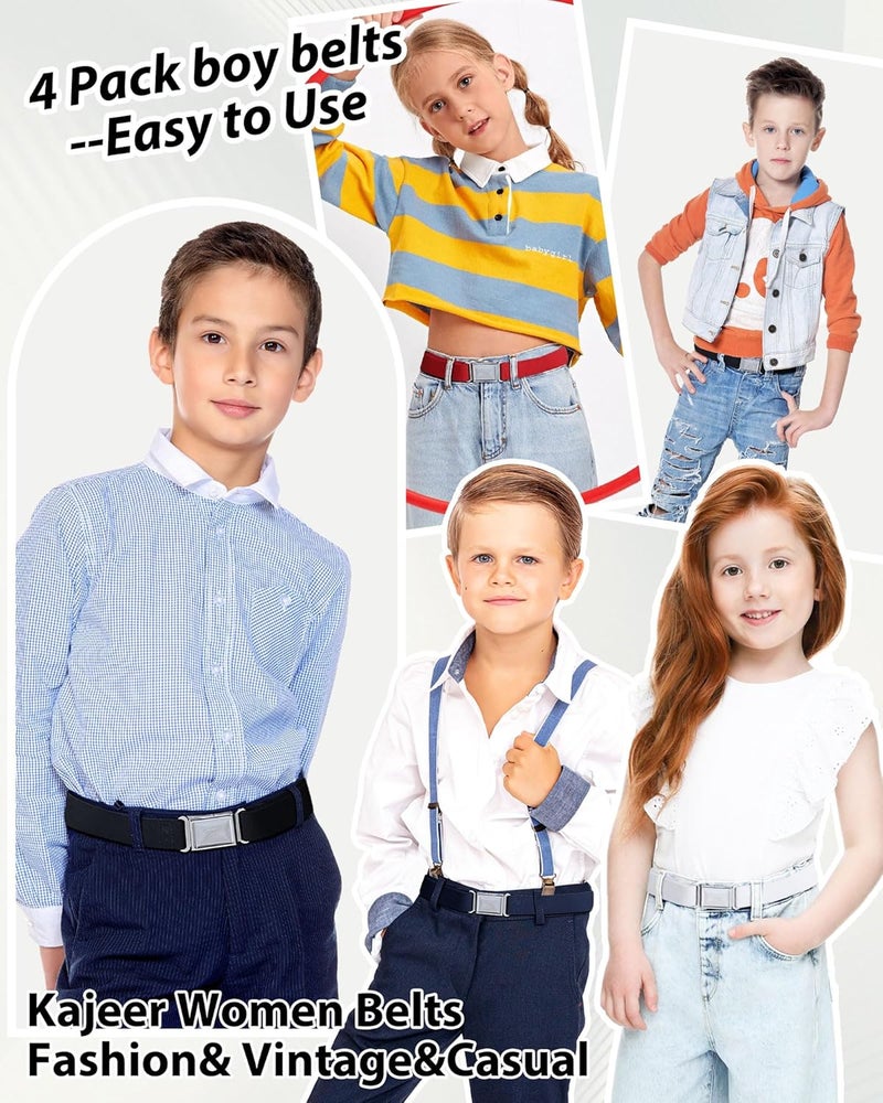 Kajeer Kids Boy Belt Magnetic Belts Adjustable Elastic Belt Magnetic Buckle for Boys Girls(4 PCS) - Image 5